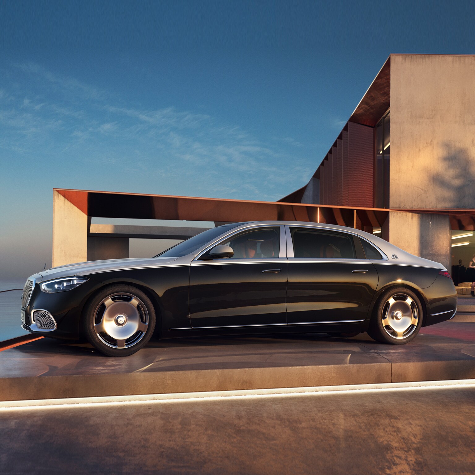 Luxurious red Mercedes-Maybach S-Class