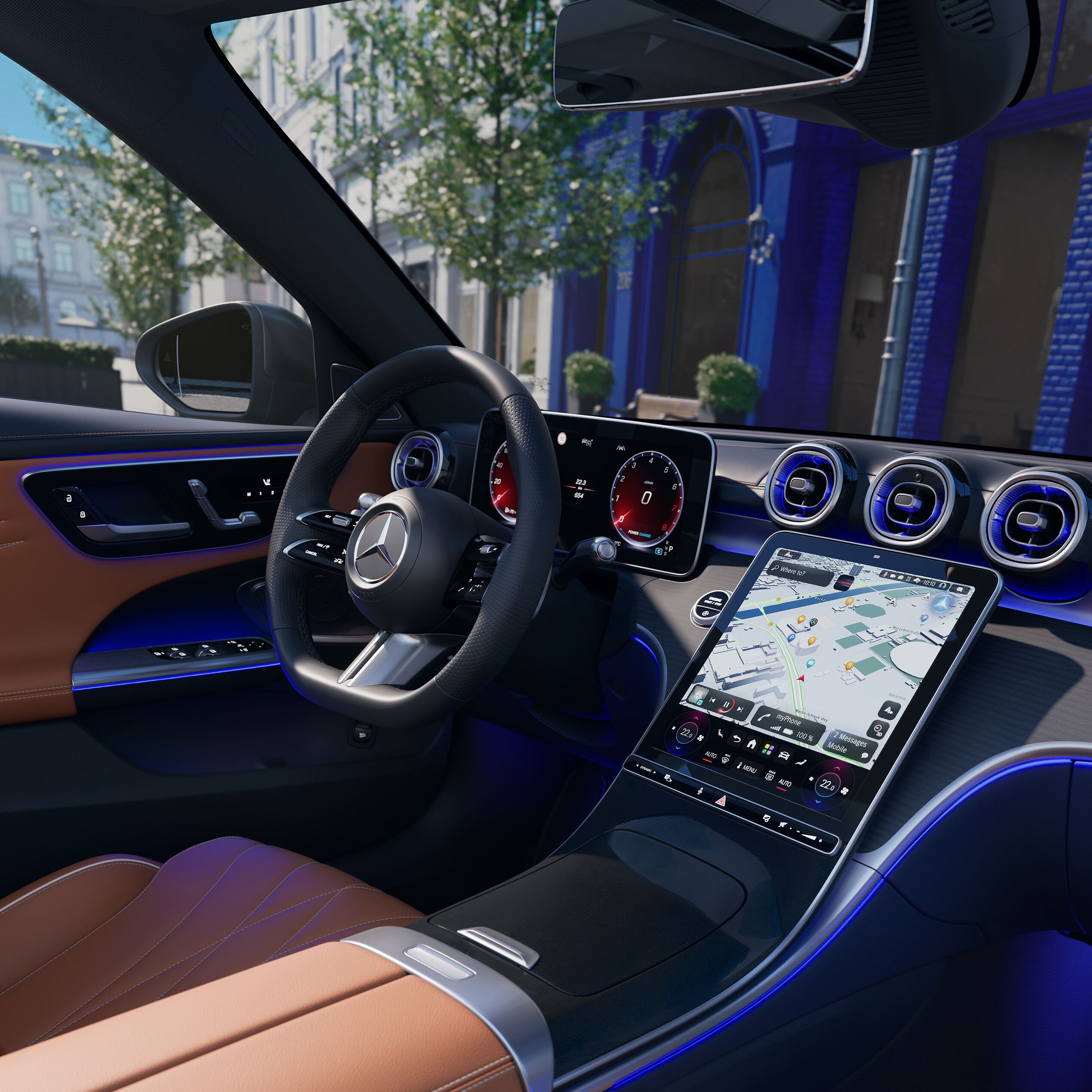 The interior of the new C-Class Saloon from Mercedes-Benz.