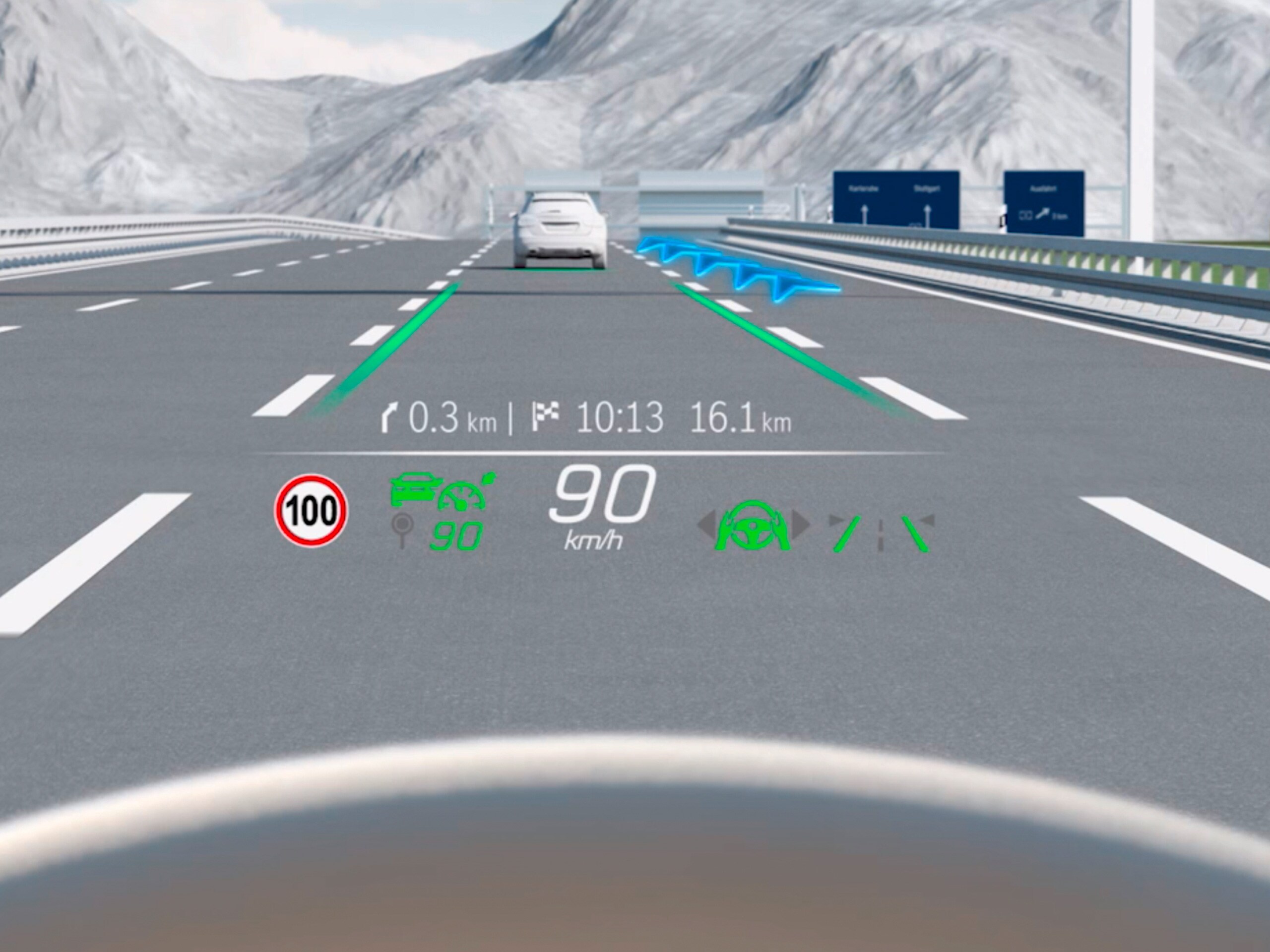 The video shows how the head-up display in the Mercedes-Benz C-Class Saloon works.