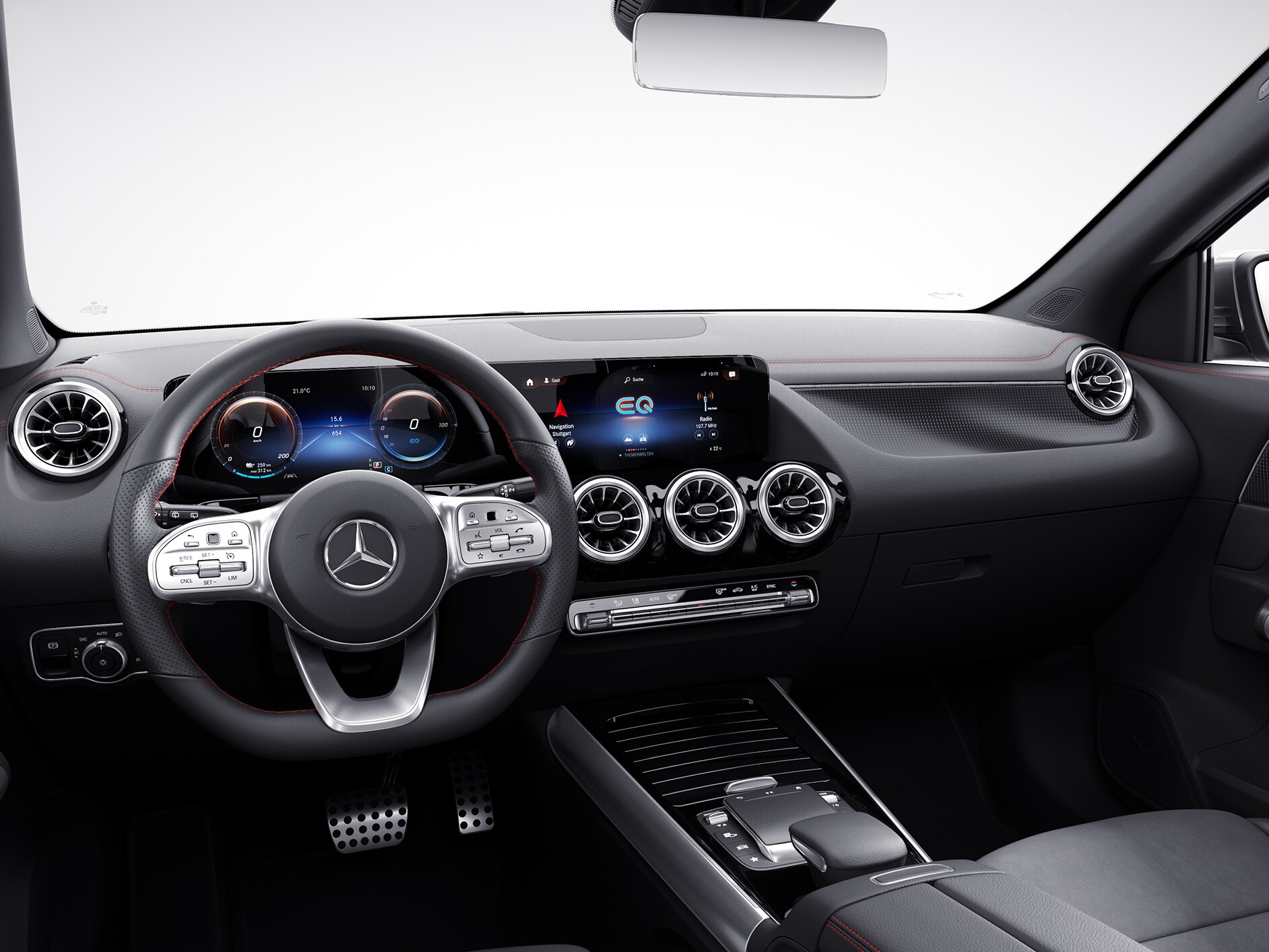 The widescreen cockpit in the EQA from Mercedes-EQ.