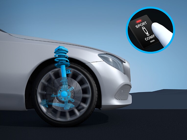 The suspension with adjustable damping of the EQA from Mercedes-EQ.