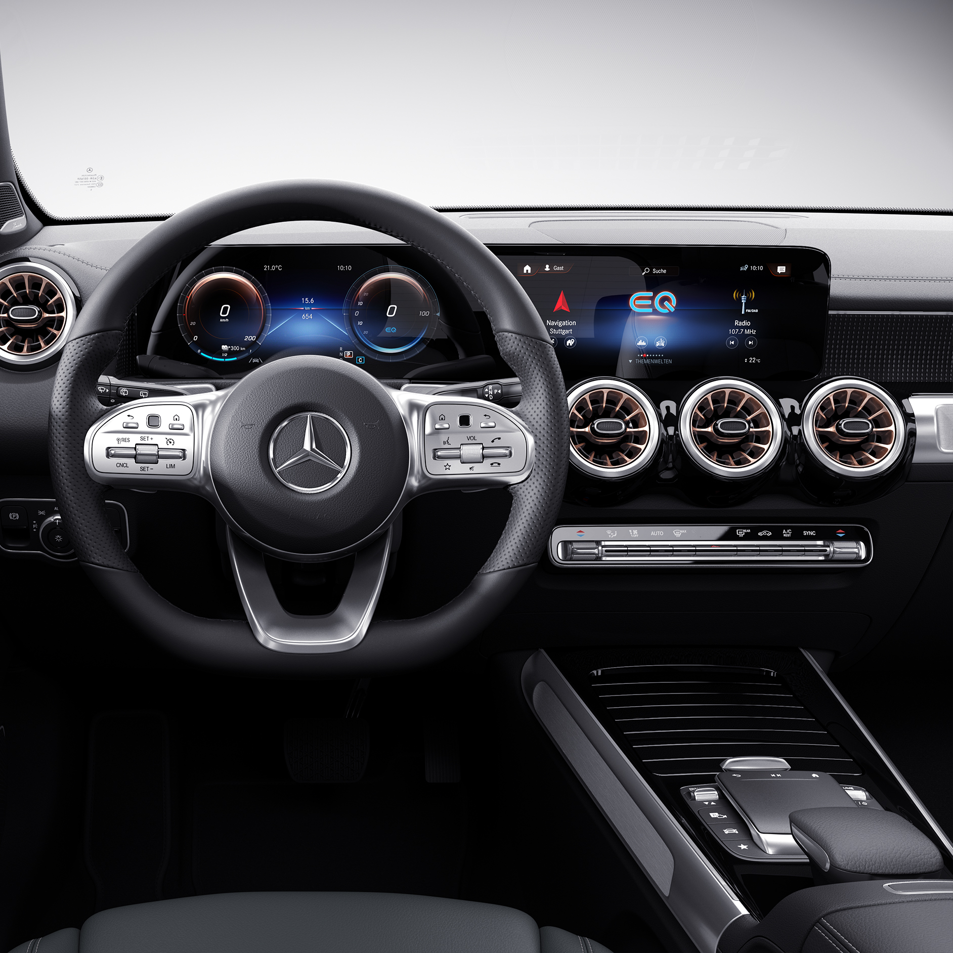 Widescreen cockpit | EQB | Mercedes EQ The widescreen cockpit of the EQB from Mercedes-EQ.