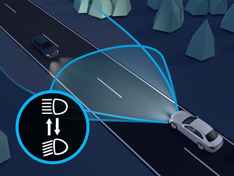 The EQB from Mercedes-EQ equipped with Adaptive Highbeam Assist.