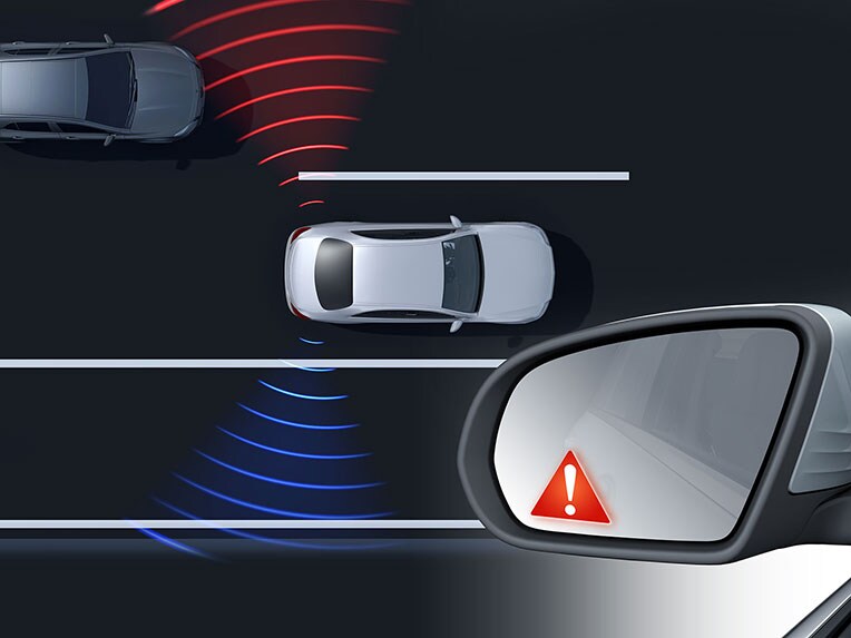 Graphic representation of Blind Spot Assist in the EQB from Mercedes-EQ.