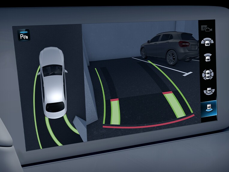 An illustration showing the Park Package with 360° camera.
