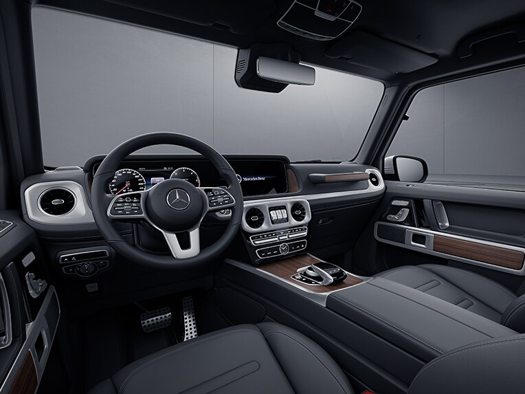 The G-Class interior from Mercedes-Benz with the Standard Equipment Interior equipment line.