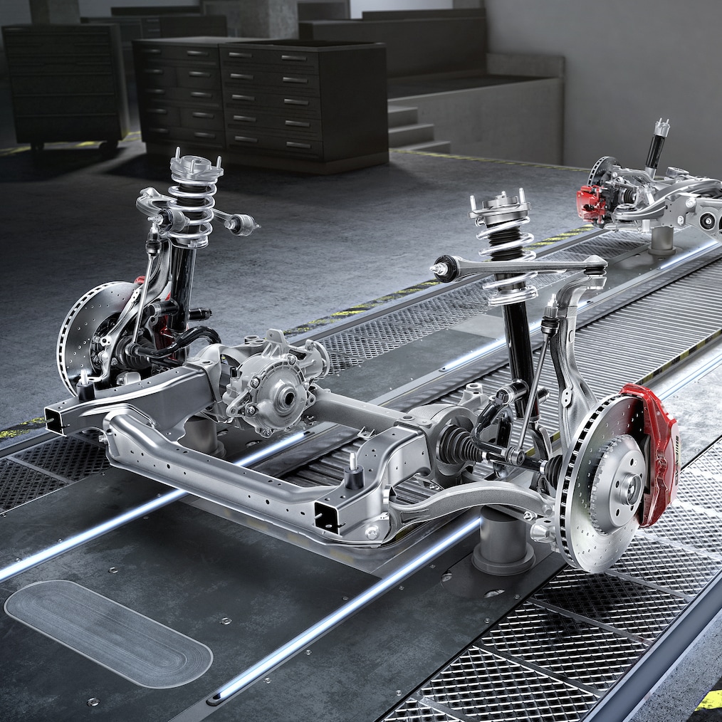 The chassis of the Mercedes-AMG GLC 63 S E PERFORMANCE Coupé.