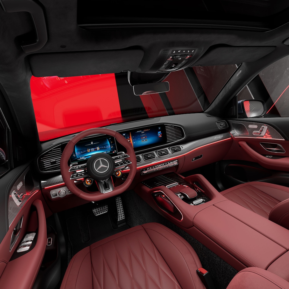 Side view of the Mercedes-AMG GLE SUV in MANUFAKTUR hightechsilver magno edition.