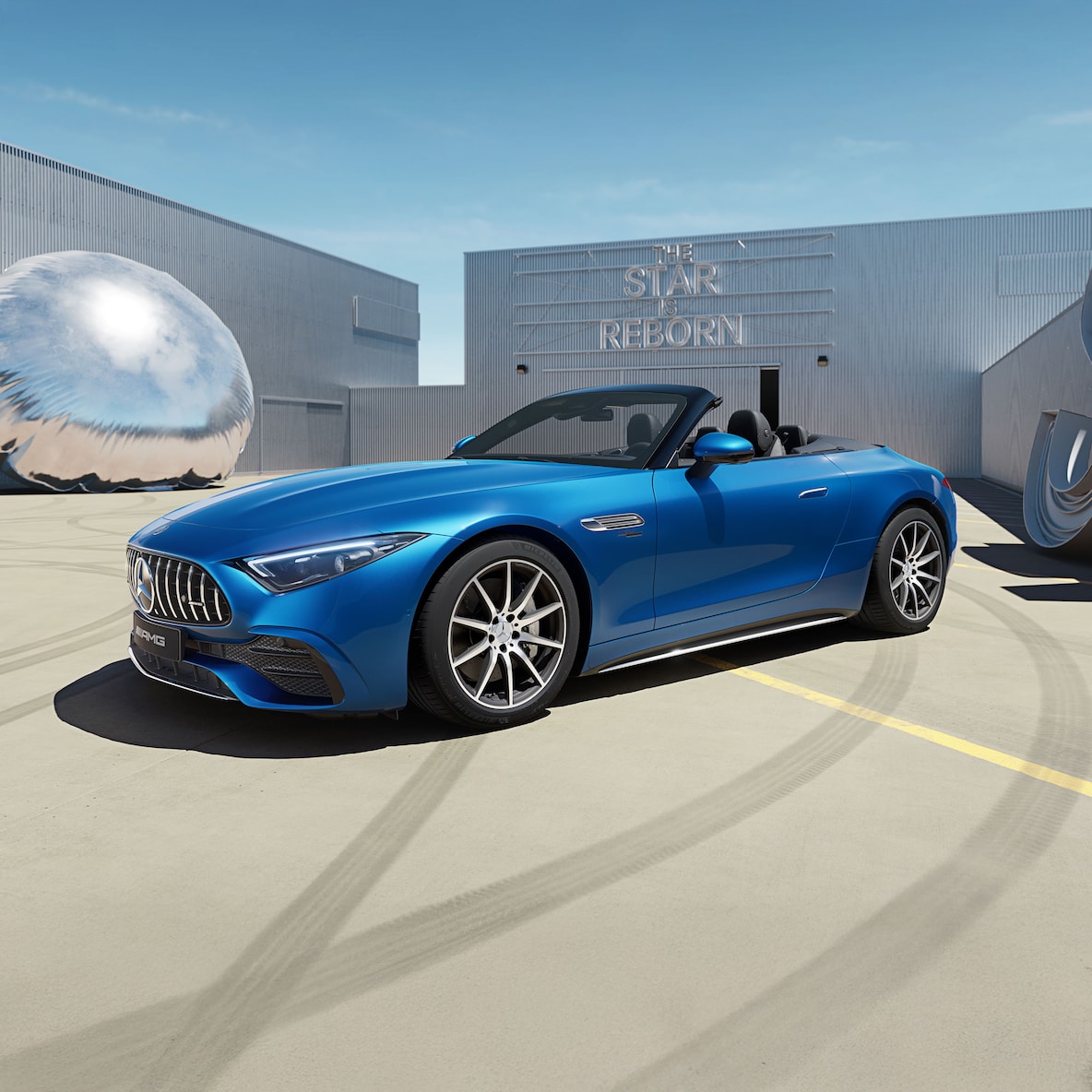 Side view of the exterior of the Mercedes-AMG SL Roadster.