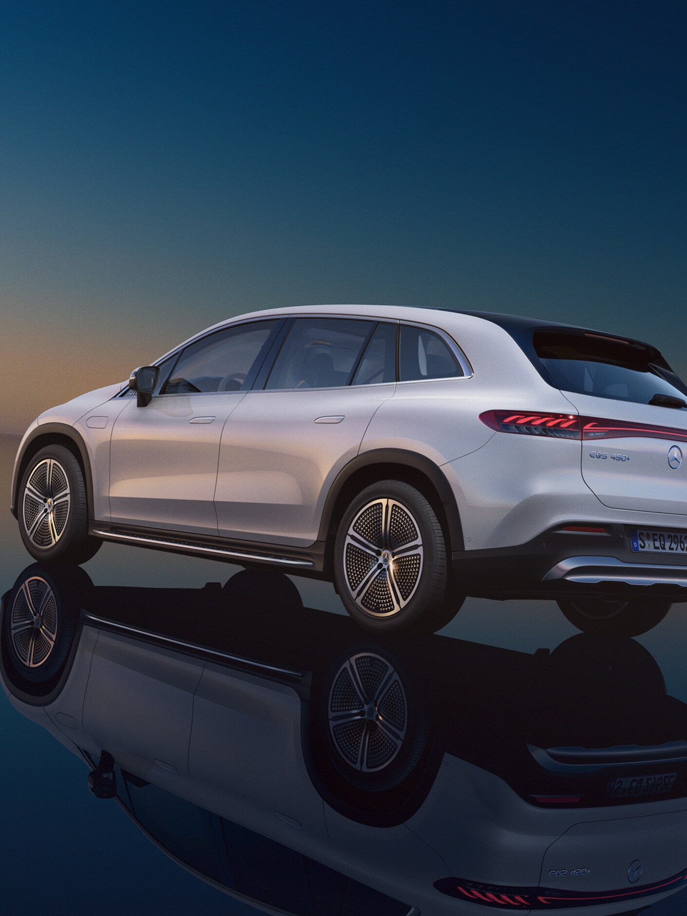 The image shows a side view of the EQS SUV from Mercedes-EQ.